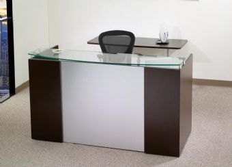 Office Star Napa Series Reception Desk (Espresso with Silver Modesty Panel)
